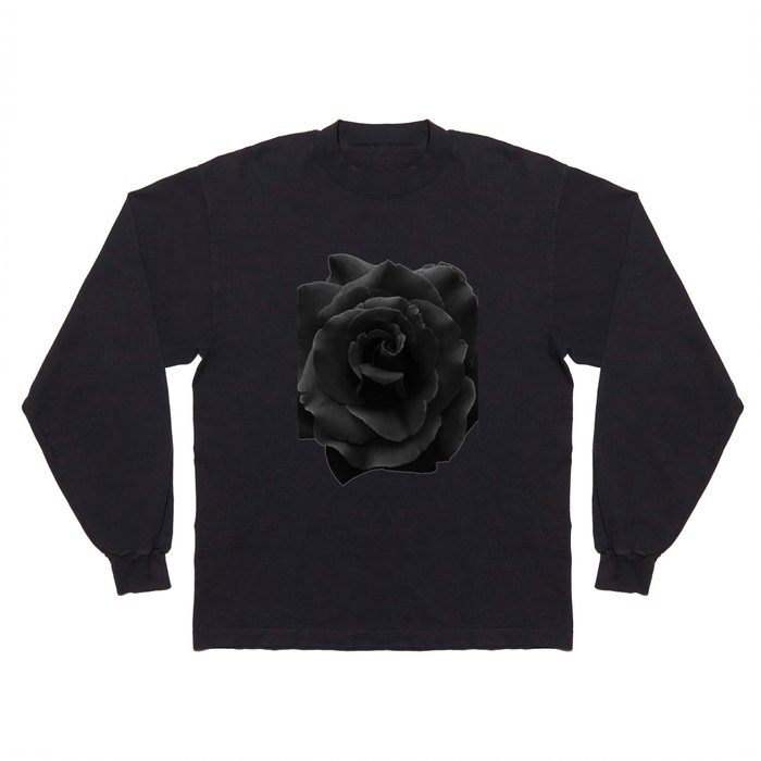 Black Rose on White - Single Large High Resolution Long Sleeve T Shirt