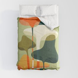Little mushroom Comforter | Botanical, Digital, Painting, Whimsical, Plants, Other, Retro, Illustration, Midcentury, Curated 