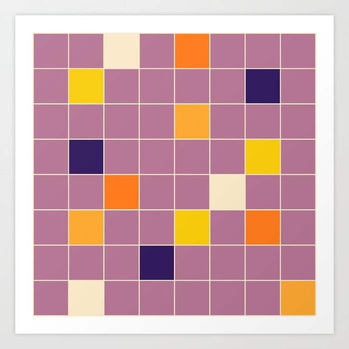 Purple Orange and Yellow Grid Art Print