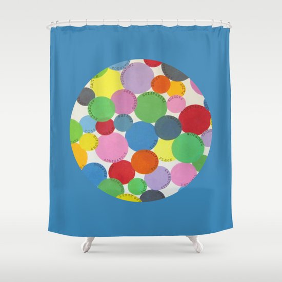 Word Bubbles Blue Shower Curtain
