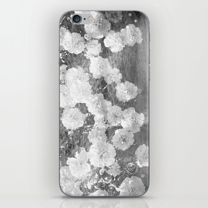black and white floral vintage photo effect iPhone Skin