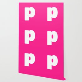 p (White & Dark Pink Letter) Wallpaper