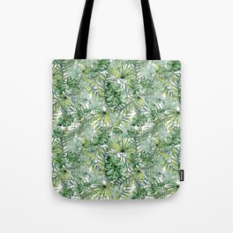 Seamless watercolor illustration of tropical leaves Tote Bag