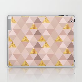 Light Pink, Mauve and Gold Geometric Triangle Modern Retro Pattern Laptop & iPad Skin