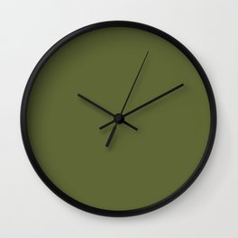 Dark Green-Brown Solid Color Pantone Cedar Green 18-0328 TCX Shades of Green Hues Wall Clock