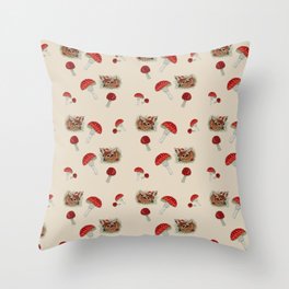 Fawn and Toadstools Pattern Throw Pillow