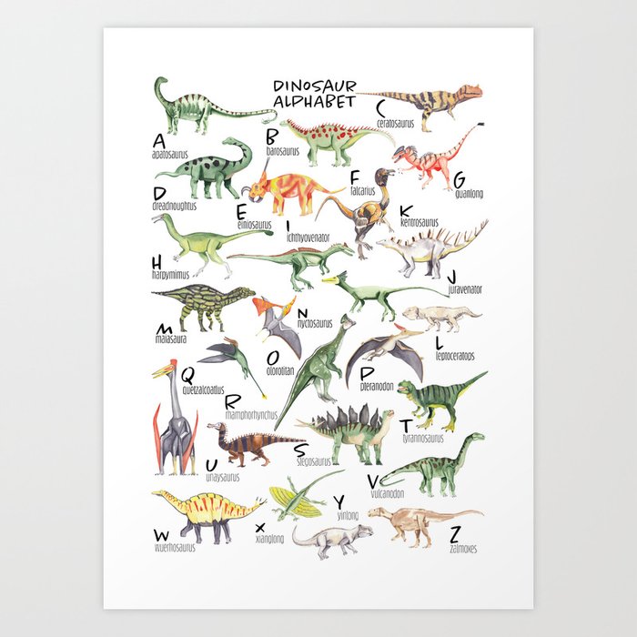 Dinosaur Alphabet Art Print by Visual Animal