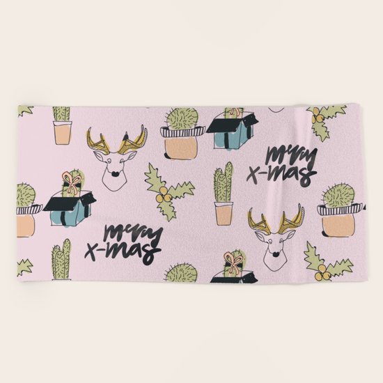 Christmas Cactus Beach Towel