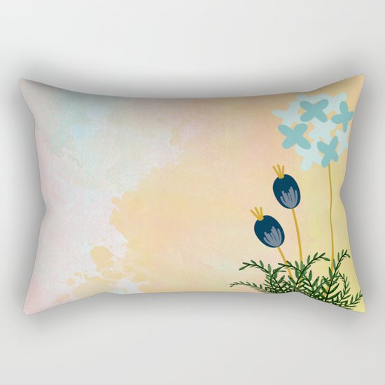 Acuarela Blue Flower 2 Rectangular Pillow