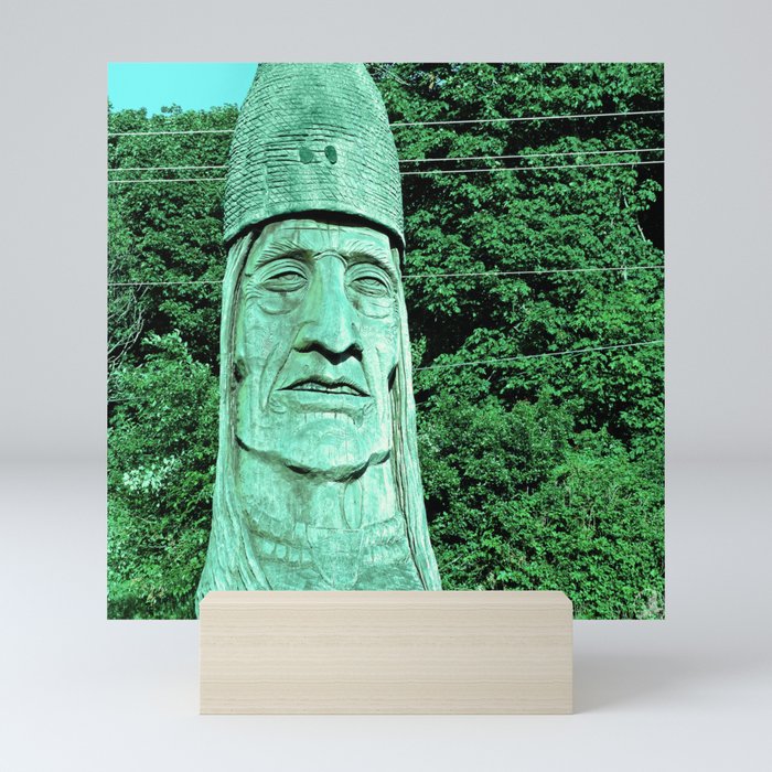 Whispering Giants, Native American Sculpture, Wood Carving, Portrait Mini Art Print
