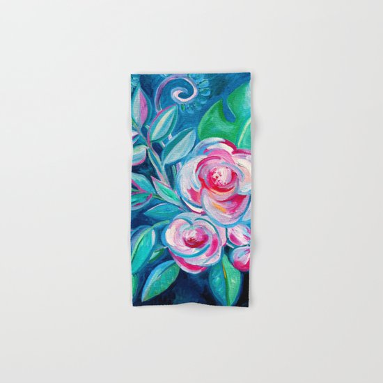 Tropical Camellia Extravaganza - oil on canvas Hand & Bath Towel