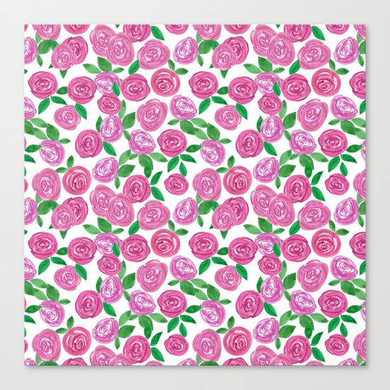 Watercolor red roses. Canvas Print