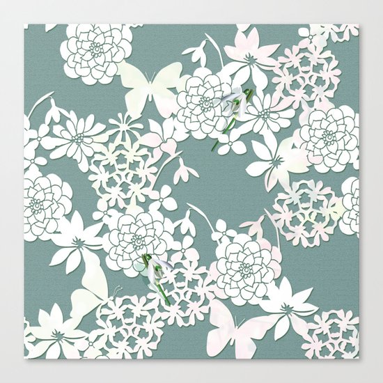 Papercut snowdrops Canvas Print