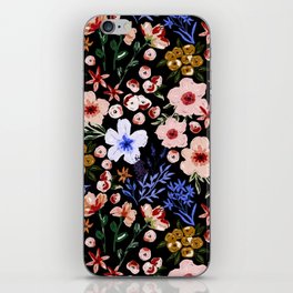 Simple colorful flowery meadow dark iPhone Skin