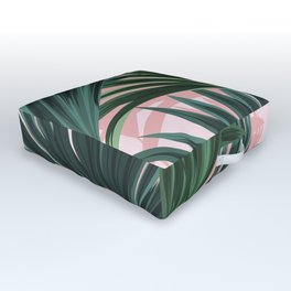 Pink and green palm trees Outdoor Floor Cushion