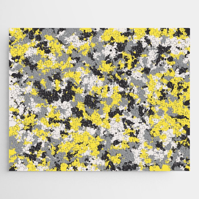 Illuminating Yellow & Ultimate Grey Camouflage Jigsaw Puzzle