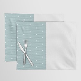 White Polka Dots Lace Vertical Split on Sage Turquoise Green Placemat