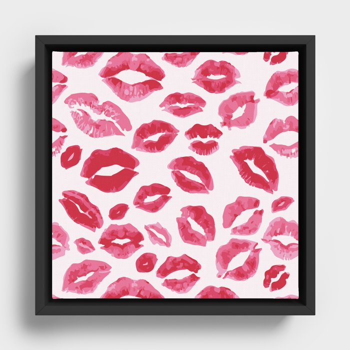 Lipstick Kisses Framed Canvas