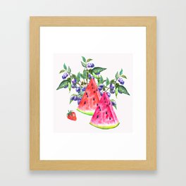  watermelon slice fruit illustration Framed Art Print