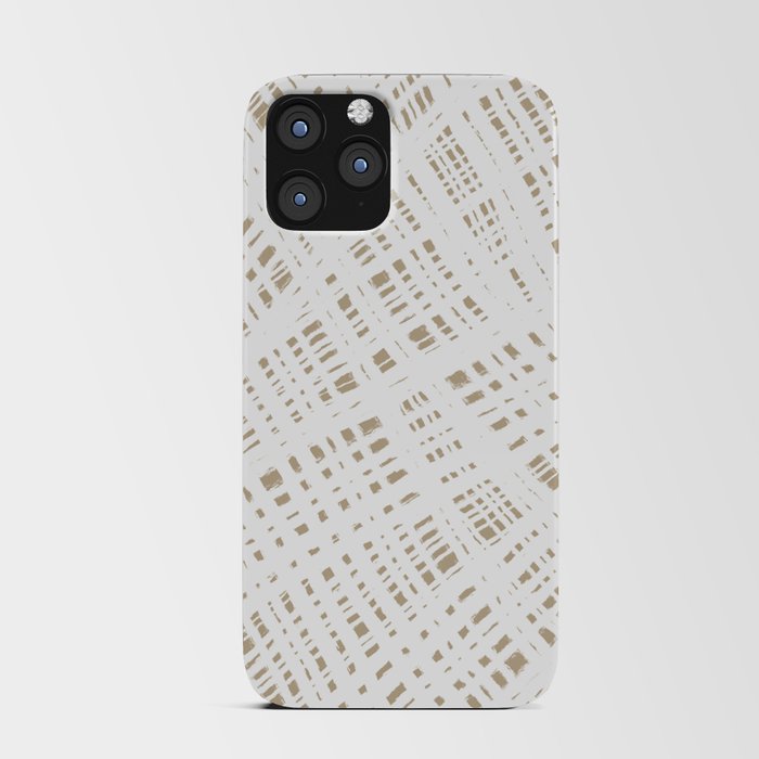 Rough Weave Abstract Burlap Painted Pattern in White and Beige iPhone Card Case