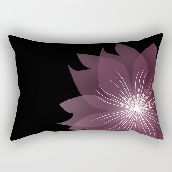 Burgundy flowers on black background . Rectangular Pillow