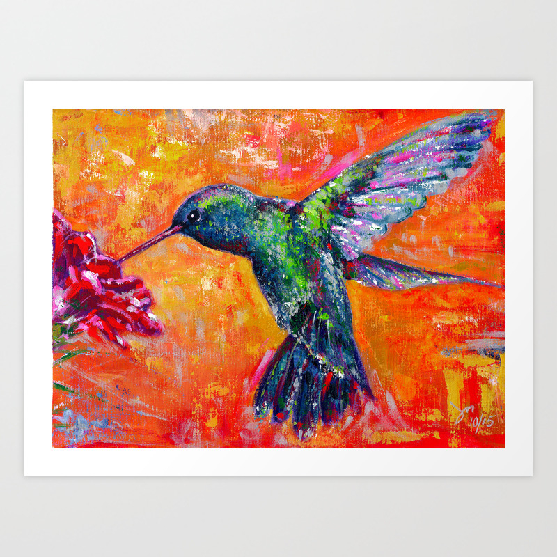 Hummingbird Painting Fine Art 9 X12 Realism Contemporary Art