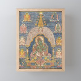 Buddhist Green Tara Thangka Framed Mini Art Print