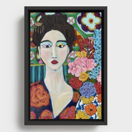 Woman with hairpin Framed Canvas