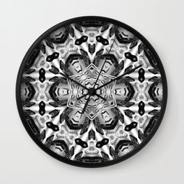 minimal black white modern mandala flower Wall Clock