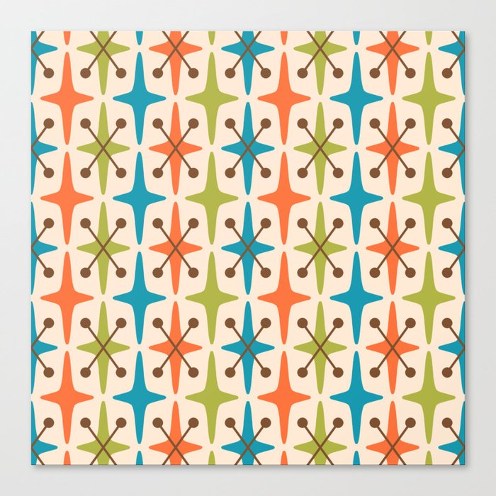 Mid Century Modern Abstract Star Pattern 441 Orange Brown Turquoise Chartreuse Leinwanddruck Mid Century Modern Abstract Star Pattern 441 Orange Brown Turquoise Chartreuse Leinwanddruck