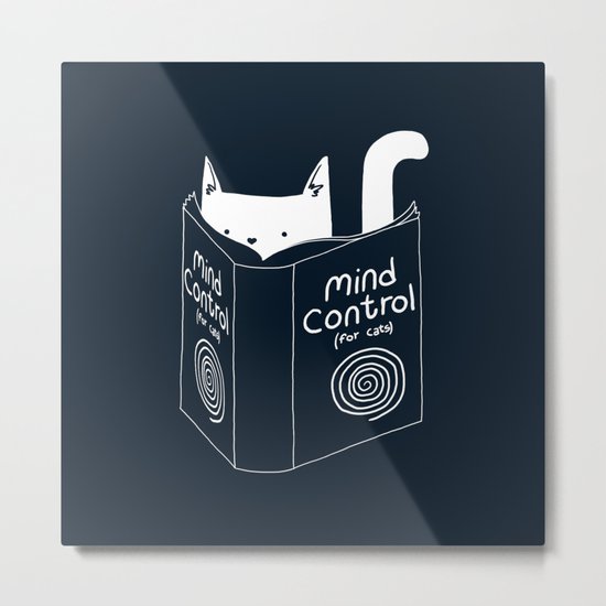Mind Control For Cats (dark blue) Metal Print