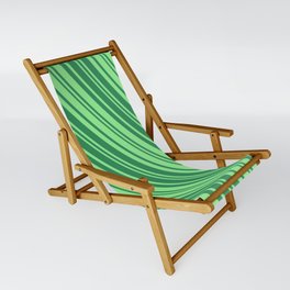 [ Thumbnail: Light Green and Sea Green Colored Lines/Stripes Pattern Sling Chair ]