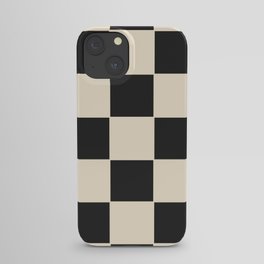 Beige & Black Check, Modern Checkerboard  iPhone Case