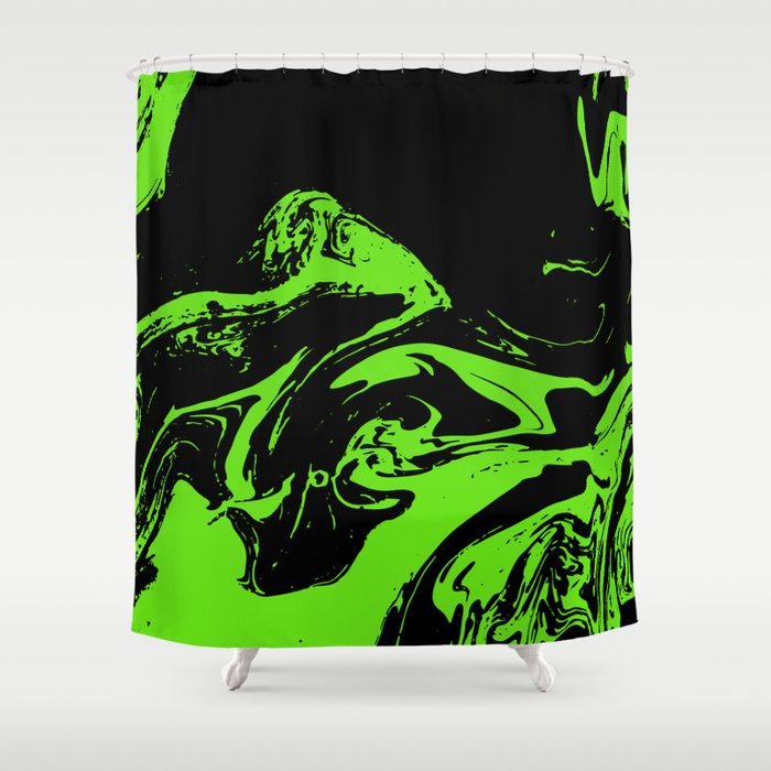 Green Black Liquid Ink Shower Curtain By All4you Society6