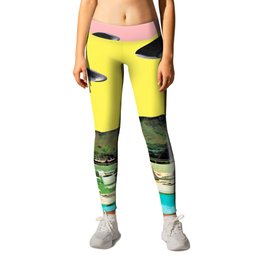 Invasion on vacation Leggings | Colorful, Aliens, Summer, 1970S, Alien, Kitsch, Sci-Fi, Beach, Pop, Surreal 