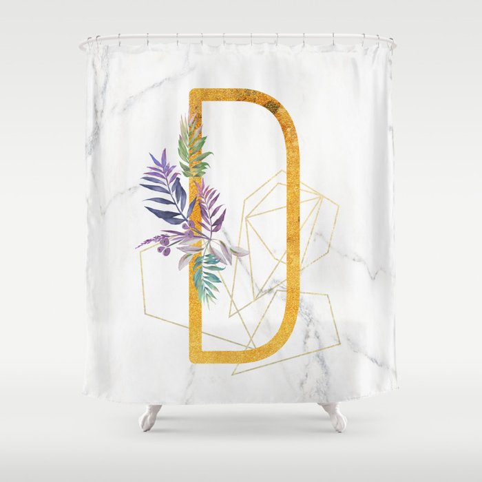 Modern Glamorous Personalized Gold, Initial D Shower Curtain