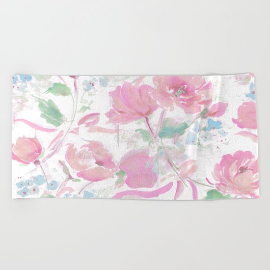 rose ribbons Beach Towel