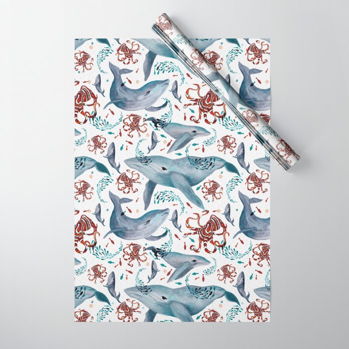 Whales and Octopuses Wrapping Paper