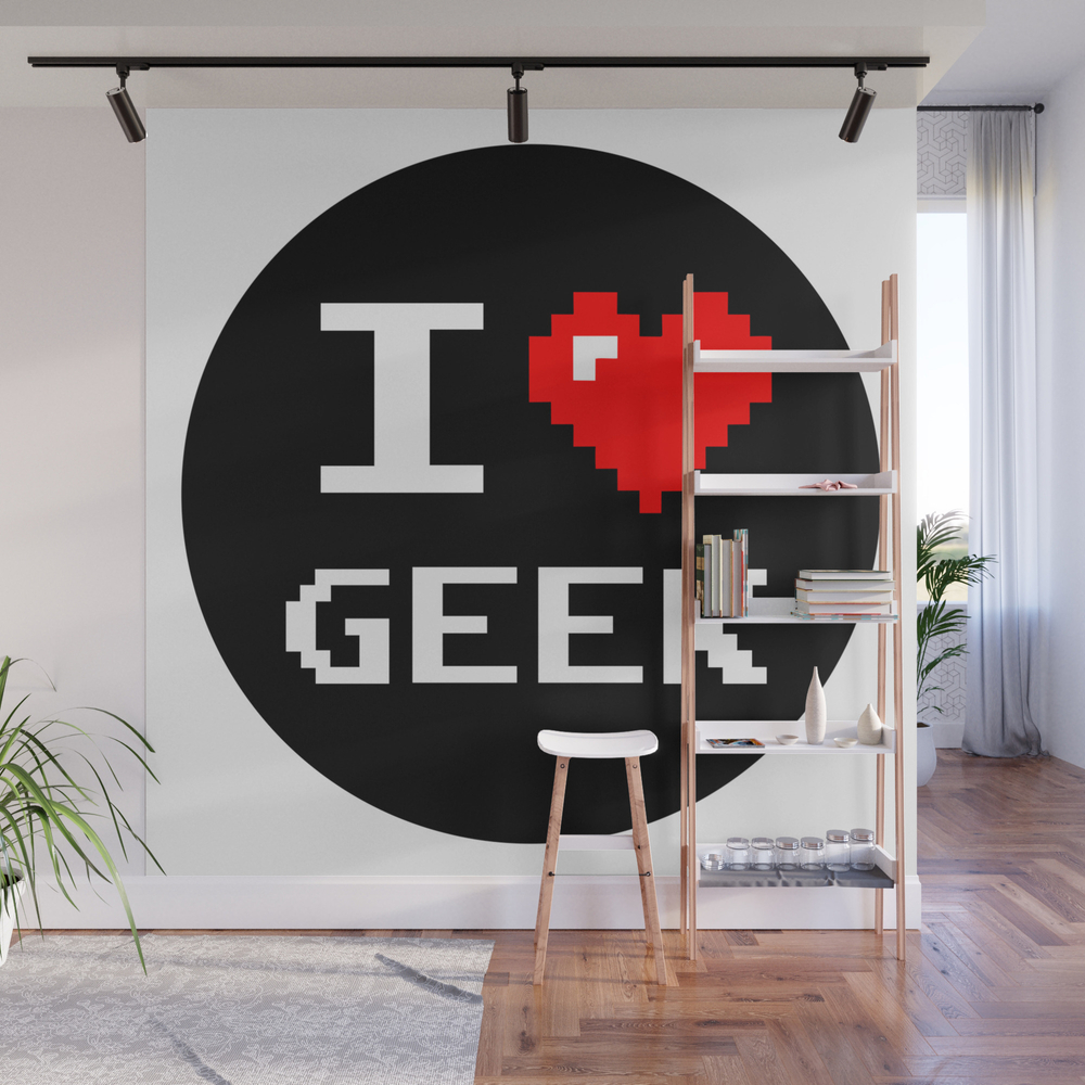 I Love Geek, Geek Sticker, Nerd Sticker, Wall Mural by alma_design