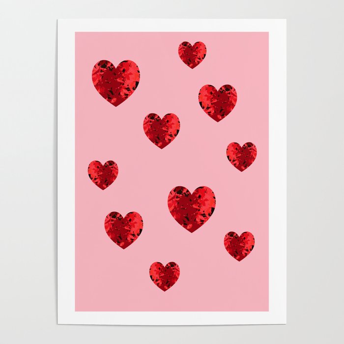 Hearty hearts pink heart Poster