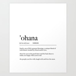 Hawaiian Ohana (Family) Definition Art Print