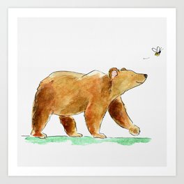 Bear & Bee Watercolor Art Print