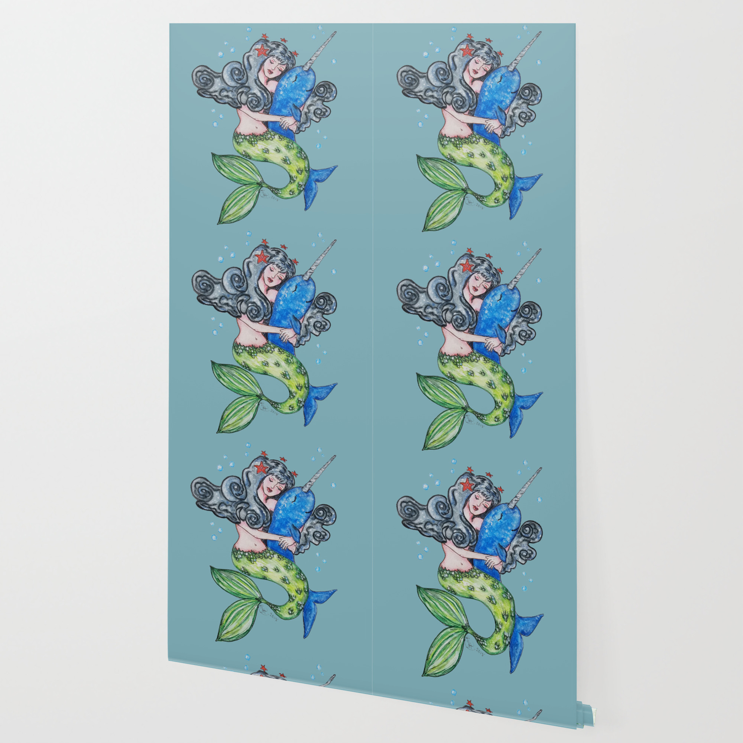 Narwhal And Mermaid Best Friends Forever Wallpaper By