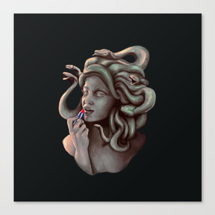 Greek Mythology Medusa with lipstick art Canvas Print