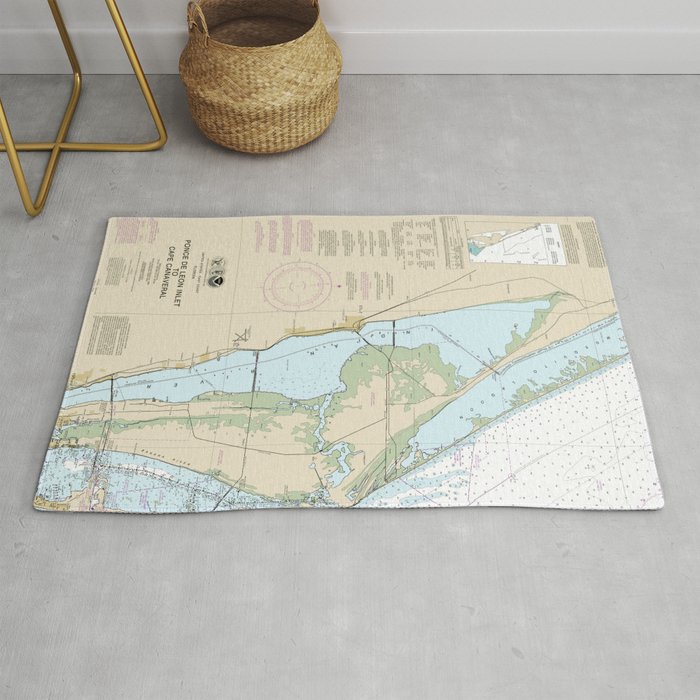 Ponce de Leon Inlet to Cape Canaveral Nautical Chart 11484 Rug