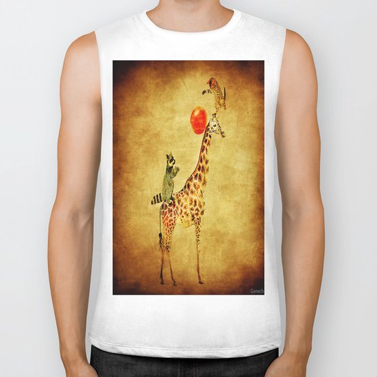 By playing on the giraffe Biker Tank