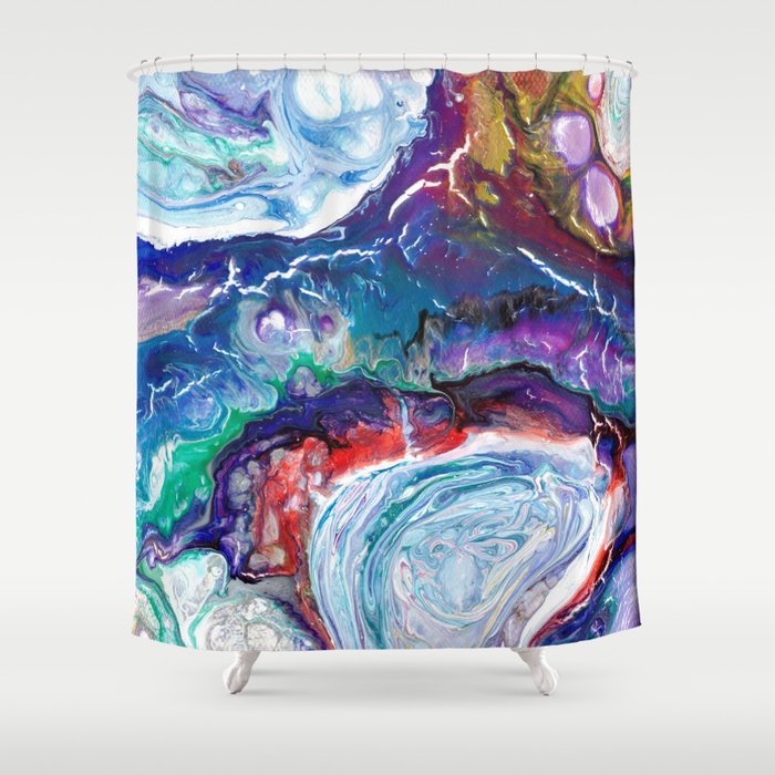 Space Fluid Abstract Shower Curtain