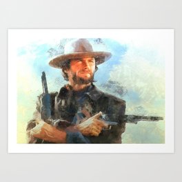 Portrait of Clint Eastwood Art Print