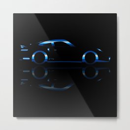 Blue Flash Fast Car Metal Print | Illustration, Abstract, Racer, Speed, Accelerating, Coupe, Graphicdesign, Sports, Blue, Graphic Design 