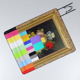 A Painting of Flowers With Color Bars Picnic Blanket